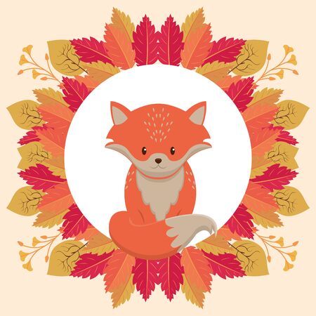 cute fox wild animal character icon vector illustration designのイラスト素材