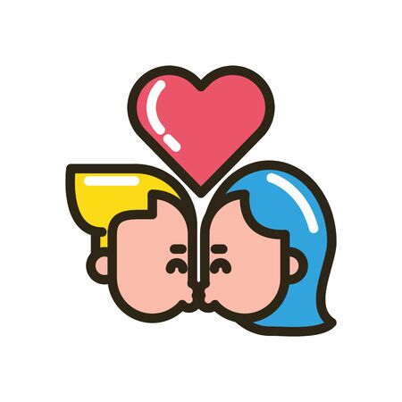 happy valentines day couple with heart vector illustration designのイラスト素材