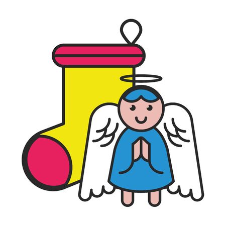 merry christmas sock decorative icon vector illustration designのイラスト素材