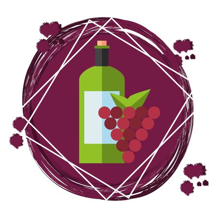 wine bottles with grapes icons vector illustration designのイラスト素材