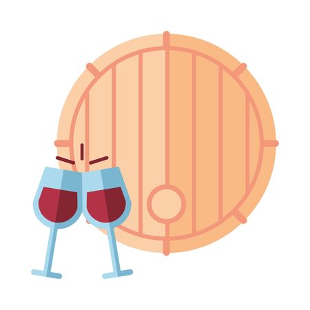 wine barrel drink and cups vector illustration designのイラスト素材