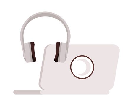 laptop computer with earphones icon vector illustration designのイラスト素材