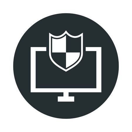 computer desktop with shield security vector illustration designのイラスト素材
