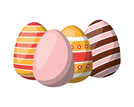 group easter eggs painted icon vector illustration designのイラスト素材