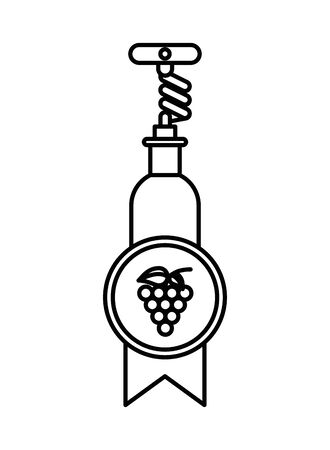 wine bottle drink with corkscrew vector illustration designのイラスト素材