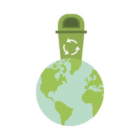 world planet earth with recycle bin vector illustration designのイラスト素材