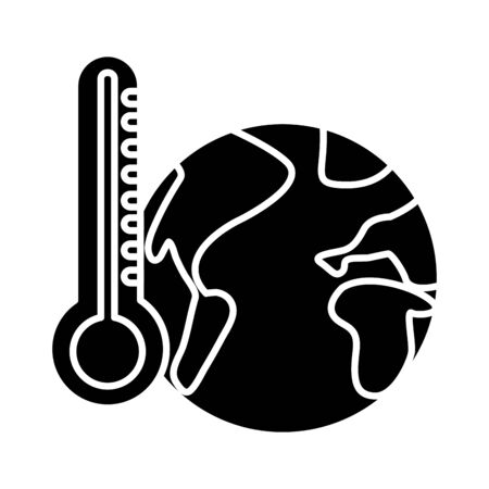 world planet earth with thermometer flat style icon vector illustration designのイラスト素材