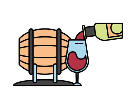 wine bottle drink with cup vector illustration designのイラスト素材