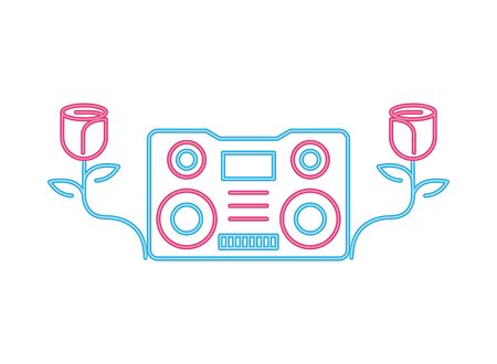 radio music player neon lights vector illustration designのイラスト素材