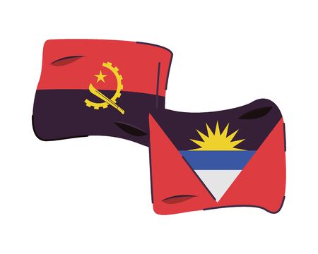 antigua and barbuda with angola flags countries isolated icon vector illustration designのイラスト素材