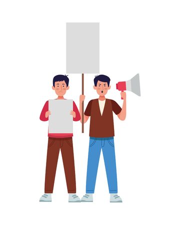activists people protesting avatar characters vector illustration designのイラスト素材