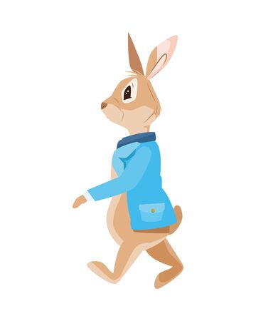 cute little rabbit walking easter character vector illustration designのイラスト素材