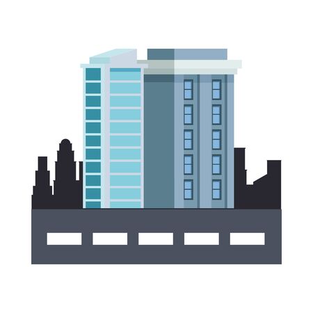buildings with windows in the road vector illustration designのイラスト素材