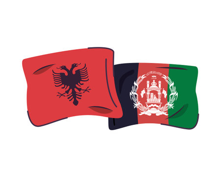 afganistan and albania flags countries isolated icon vector illustration designのイラスト素材