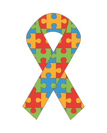 campaign ribbon with puzzle game pieces vector illustration designのイラスト素材