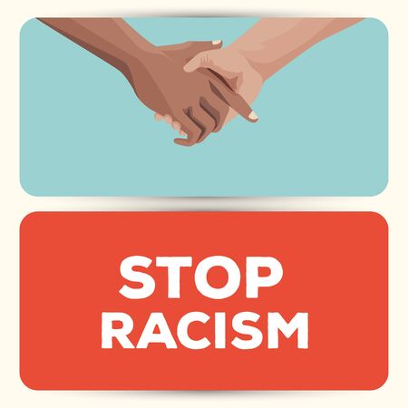 interracial handshake stop racism campaign vector illustration designのイラスト素材