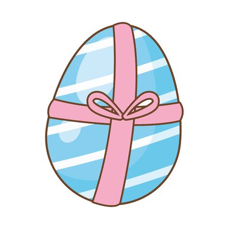 egg painted with gift ribbon easter decoration vector illustration designのイラスト素材