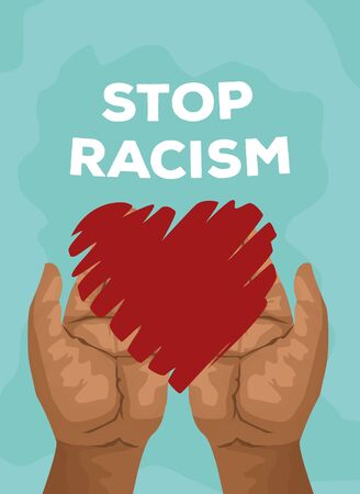 interracial hands with heart stop racism campaign vector illustration designのイラスト素材
