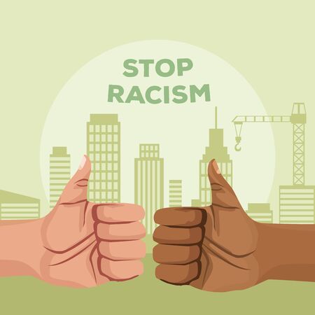 interracial hands like stop racism campaign vector illustration designのイラスト素材