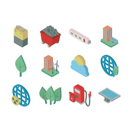 bundle of energy set icons vector illustration designのイラスト素材