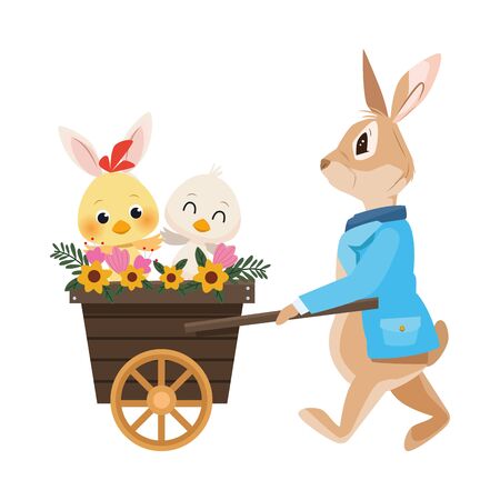cute little rabbit easter character vector illustration designのイラスト素材