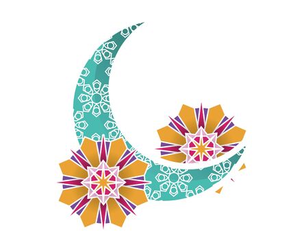Eid mubarak moon with mandalas vector illustration graphic designのイラスト素材