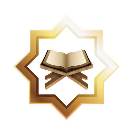 Eid mubarak golden star with quran book vector illustration graphic designのイラスト素材