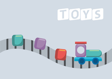 rail train and blocks toys vector illustration designのイラスト素材