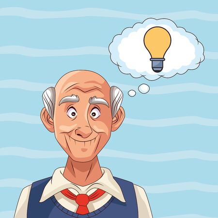 old man patient of alzheimer disease with bulb vector illustrationのイラスト素材