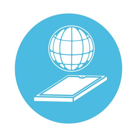 smartphone with sphere browser block style icon vector illustration designのイラスト素材