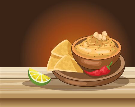 cinco de mayo celebration with delicious food in table vector illustration designのイラスト素材