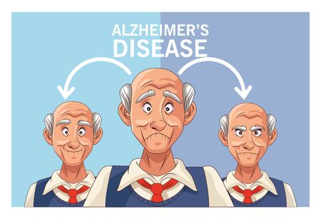 old men patients of alzheimer disease characters vector illustration designのイラスト素材