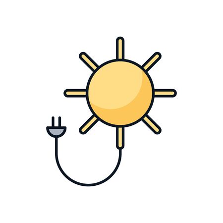 sun with energy connector wire vector illustration designのイラスト素材