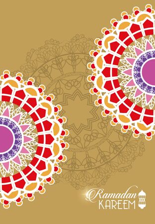 eid mubarak card with lettering and mandalas frame vector illustration designのイラスト素材