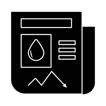 newspaper with statistics and oil drop flat style icon vector illustration designのイラスト素材