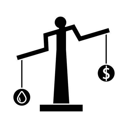 scale balance with oil drop and dollar symbol flat style vector illustration designのイラスト素材