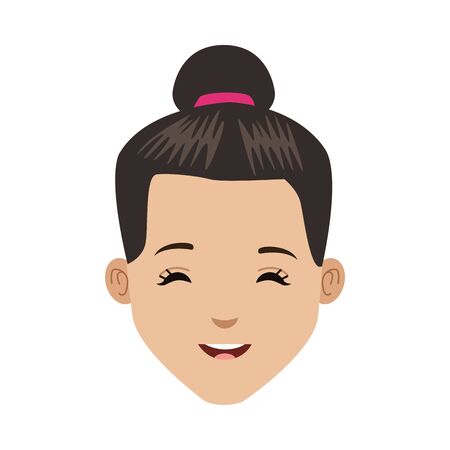 young woman head avatar character vector illustration designのイラスト素材