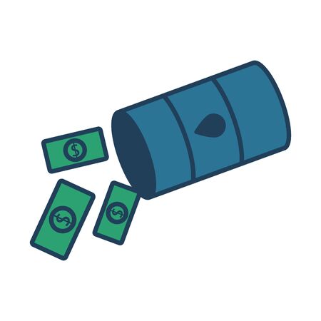 gasoline barrel tank with dollars money fill style icon vector illustration designのイラスト素材