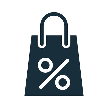 percent symbol in shopping bag silhouette style vector illustration designのイラスト素材