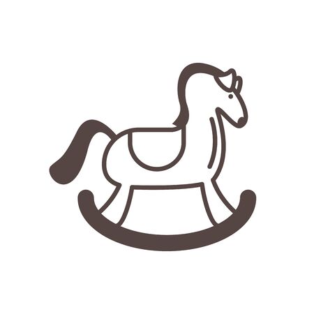 cute horse wooden child toy line style icon vector illustration designのイラスト素材