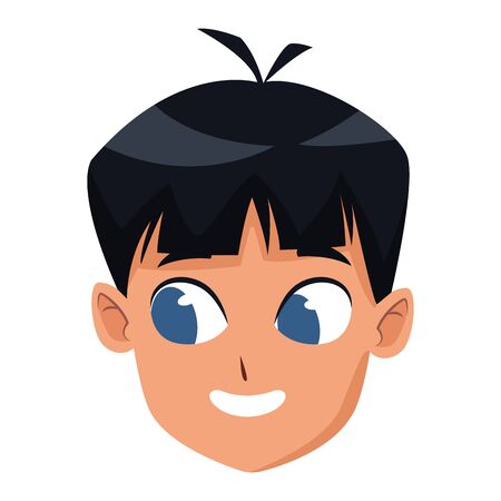 Excited boy face icon over white background, colorful design, vector illustrationのイラスト素材