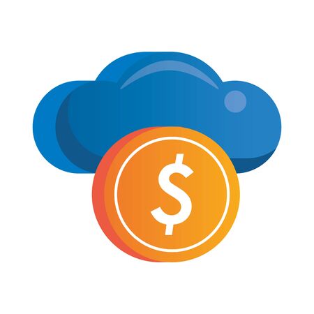 cloud computing server with coin dollar money vector illustration designのイラスト素材
