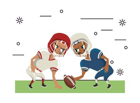 american football players playing characters vector illustration designのイラスト素材