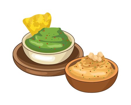 nachos with guacamole mexican food vector illustration designのイラスト素材