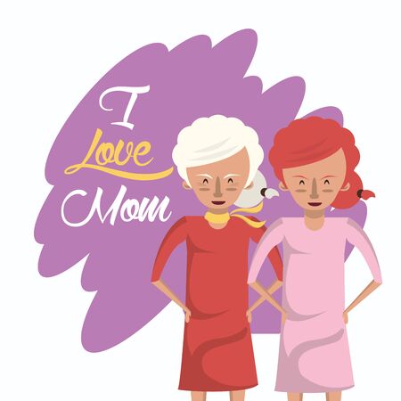 happy mothers day card with grandmother and daughter characters vector illustration designのイラスト素材