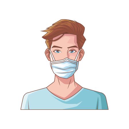 young man with mouth cap medical accessory vector illustration designのイラスト素材