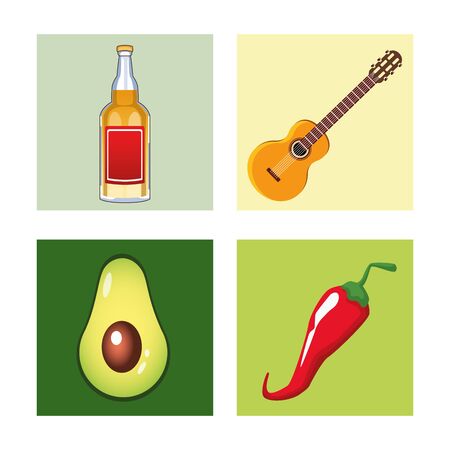 bundle of mexican set icons vector illustration designのイラスト素材