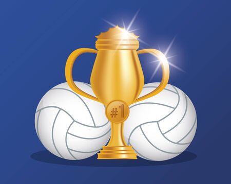 volleyball sport balloons with trophy cup vector illustration designのイラスト素材