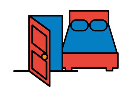 house door with bed icon vector illustration designのイラスト素材