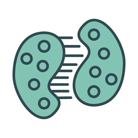 infected cell dividing with covid19 fill style icon vector illustration designのイラスト素材